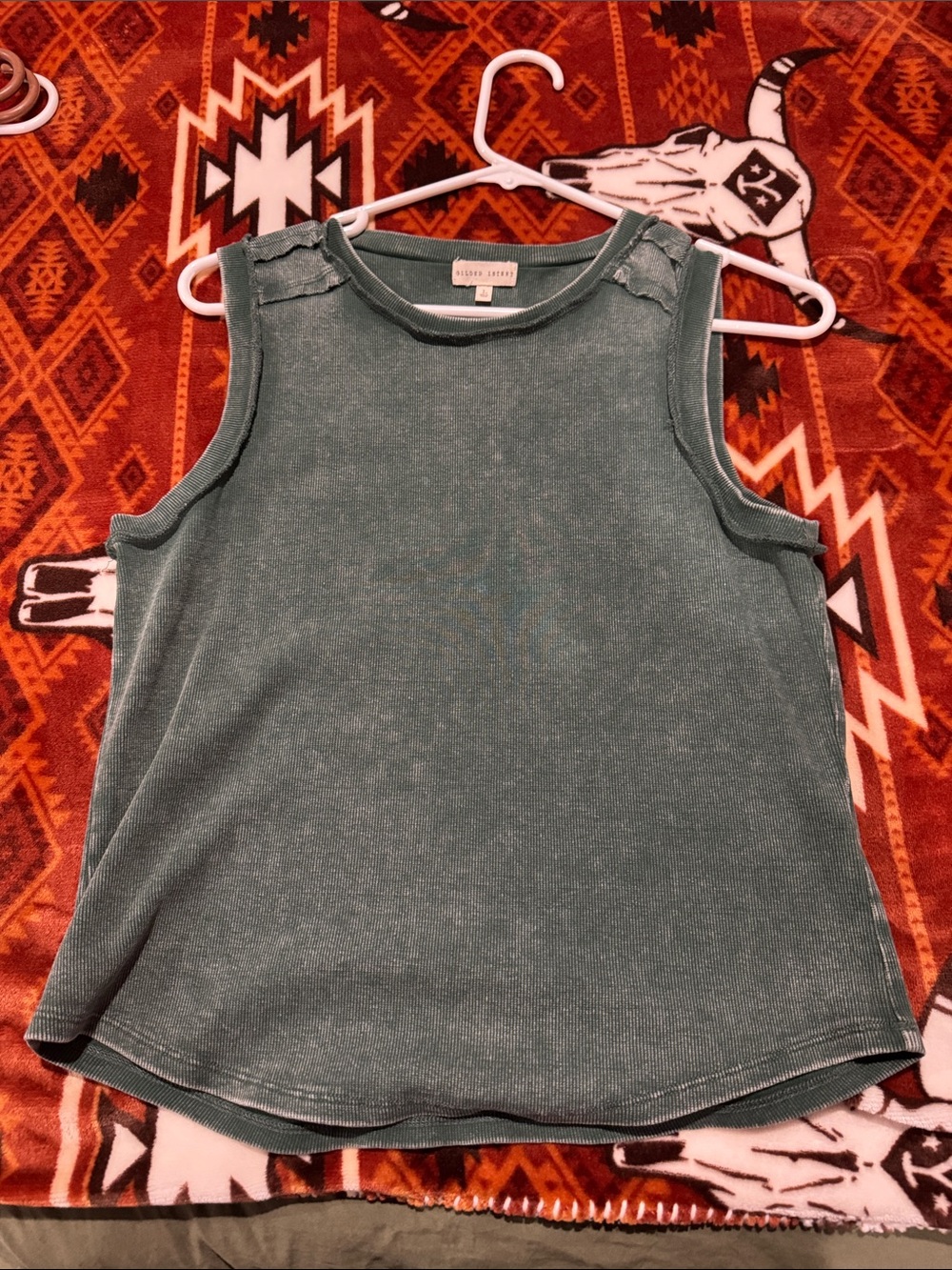 Gilded Intent Washed Green Relaxed Tank